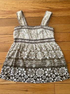Justice 8 Cream Ruffle Smocked Tank